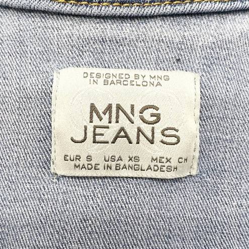 Mango MNG Jeans By  Womens XS Denim Jean Jacket Stretch Trucker Short Boho
