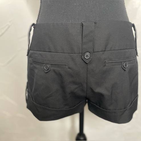 Tracy Evans Y2K Black dress shorts. Very low rise. Cropped length.