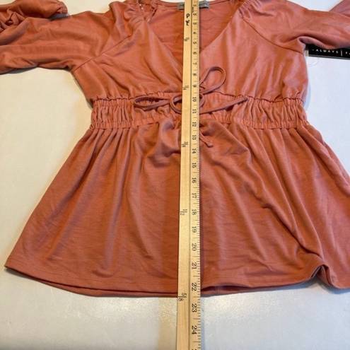 Absolutely Famous  Orange Blouse V Neck Cinched Waist Size‎ Small