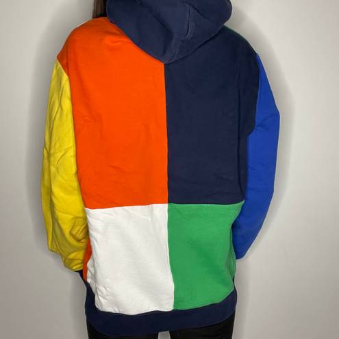 Polo Ralph Lauren Multi Colored Colorblock Hooded Sweatshirt Size M