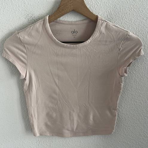 Alo Yoga  Stretch Neutral Tan Cream Cropped Top Athleisure Active Yoga XS