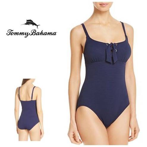 Tommy Bahama New.  navy lace front swimsuit.