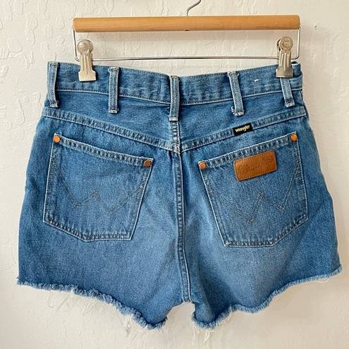 Wrangler  High Rise Festival Light Wash Slit Thigh Denim Cut Off Shorts Size 27