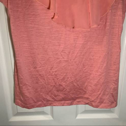 AB Studio  Pink/Orange Ruffle Accent Sleeveless Blouse XL