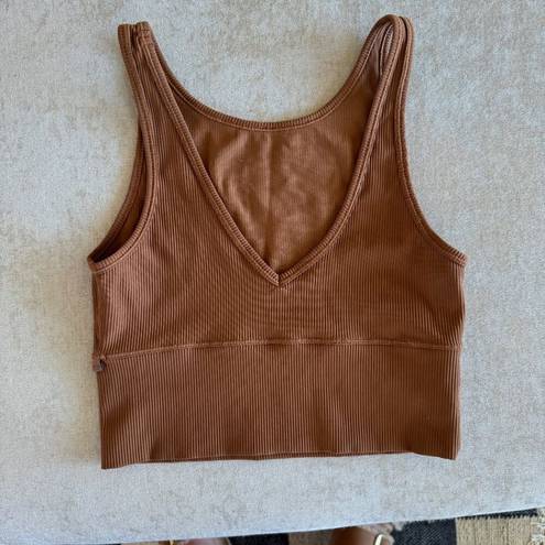 Lululemon  Womens Power Pivot Tank Ribbed Brown sz 6