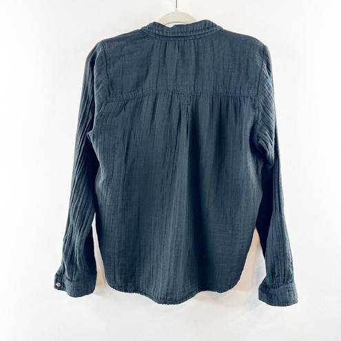 Pilcro  Anthropologie Gauzy Cotton Long Sleeve Button Up Top Black Medium