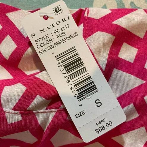 Natori  Fuchsia Soho Geo Printed Challis Kaftan Dress Size S New