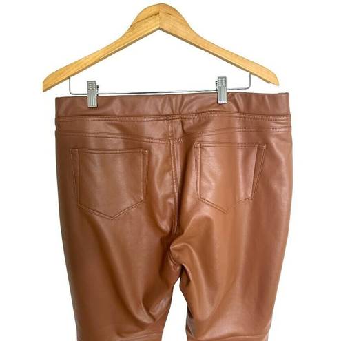 J.Jill  Vegan Faux Leather Leggings Pull On Pants Brown Size Large Petite LP