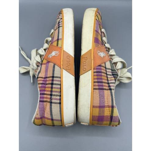 Polo  Ralph Lauren Plaid Multicolor Sneakers Madras "Gillian" 7 B