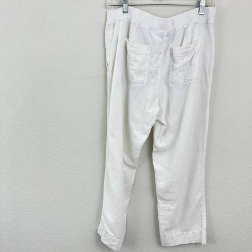 J.Jill  Women's Linen Blend Wide Leg Crop Pants White Size 8