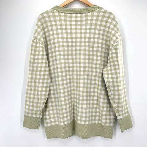 Joie  Gingham Boyfriend Oversized Cardigan Sweater New