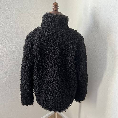 Chelsea 28 Womens Open Front Faux Curly Lamb‎ Faux Fur Jacket Black Teddy Medium