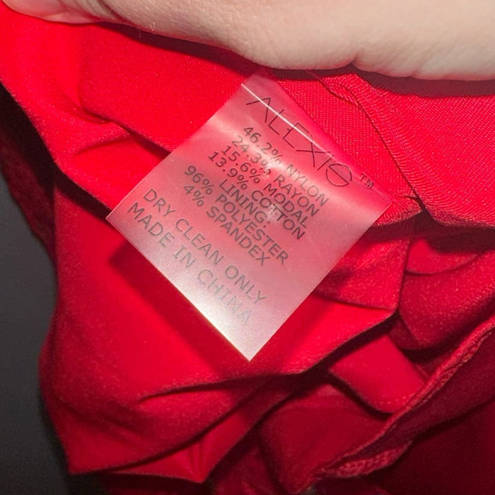 Alexis  Leona Lace Sheath Midi Dress Short Sleeve Red Size XS