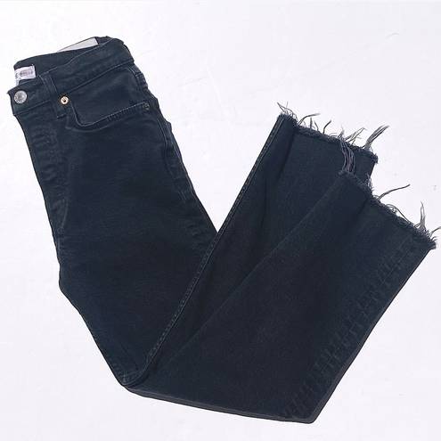 RE/DONE  Women’s 90s High-Rise Ankle-Crop Jeans Black Wash Frayed hems size 25