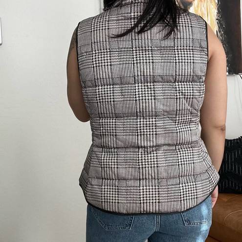 Banana Republic NWT  Down Herringbone Plaid Puffer Vest button front size XS