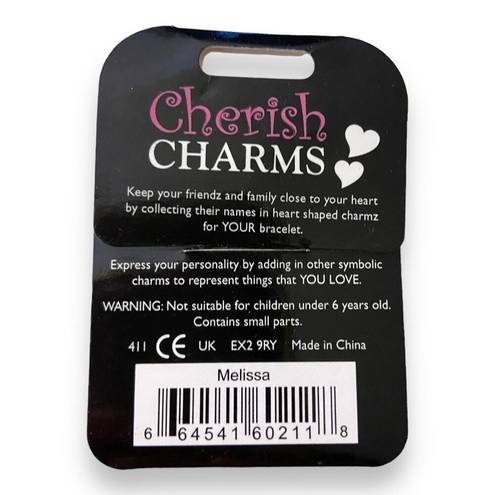 Cherish  Charms MELISSA Name Bracelet Charm NEW NWT Silvertone Silver Tone