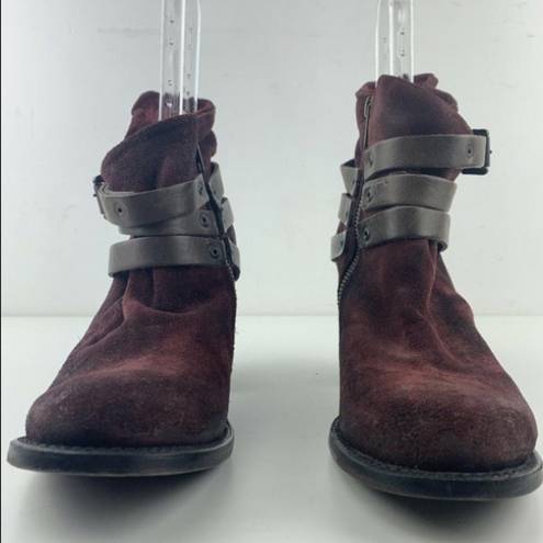 FREEBIRD by Steven Freebird Steven Blaze Booties Burgundy Maroon Suede Red Wine Stacked Heel Boot