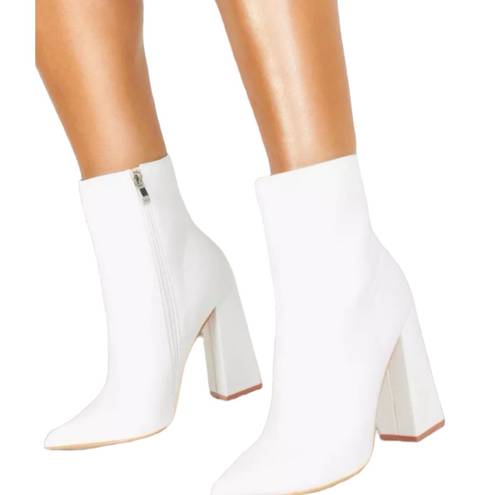 Boohoo White Tall Ankle Boots
