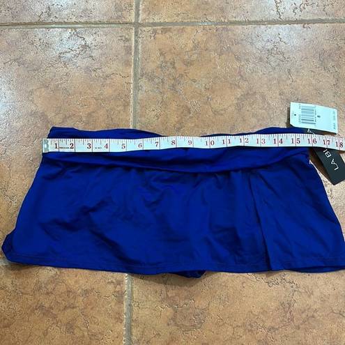 La Blanca NWT  Blue Shirred Samba Slit Skirted Bikini Swim Bottoms Size 8