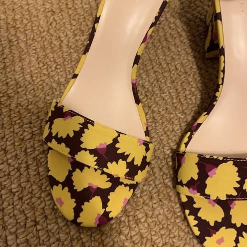 Kate Spade  Susane Crinkle Sunny Bloom Floral Heeled  Sandal Sz 8.5M