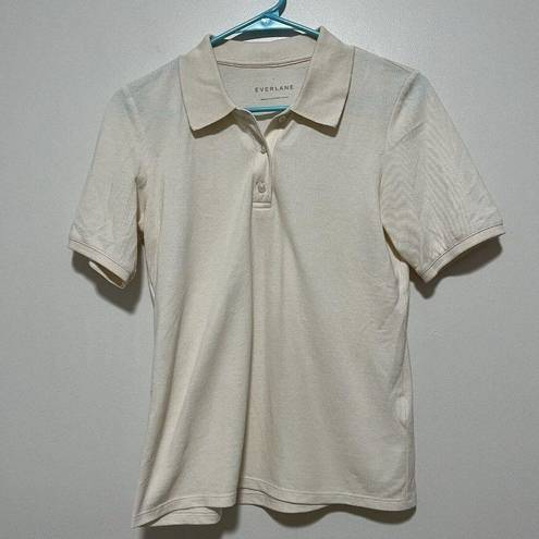 Everlane  Ecru Organic Cotton Pique Polo Shirt Size Small