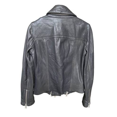 All Saints Dare Biker Leather Jacket in Black, Sheep Leather Bomber