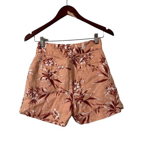 Joie  Linen Pink Floral Casual High Waisted Shorts