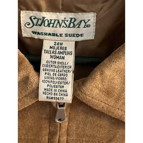 St. John’s Bay ST JOHN'S BAY Women’s Plus 24W Genuine Suede Brown Full Zip Vest Washable VTG