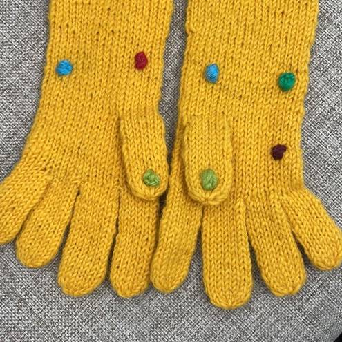 Yellow Long Wool Polka Dot Gloves