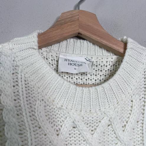 Tuckernuck  Hyacinth House Sweater Cable Knit Ivory Crewneck Sweater Size XS