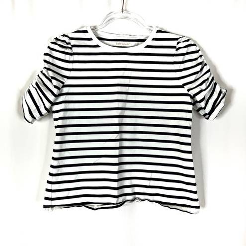 Kate Spade  | Navy & White Stripe Ruched Short Sleeve M