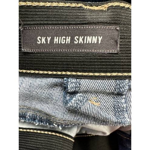 Torrid  Sky High Skinny Medium Wash Distressed Elastic Waistband Denim Jeans 26R