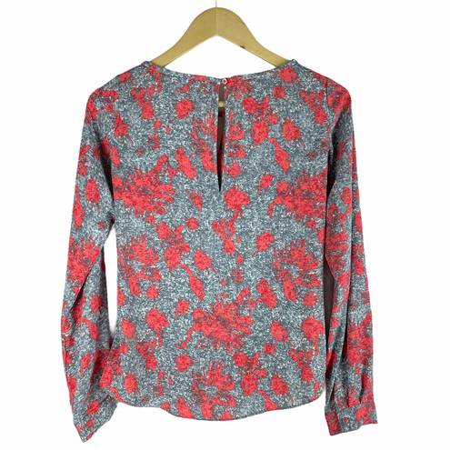 Yoana Baraschi  Printed Faux Wrap Top Blouse Red Gray Size S/M