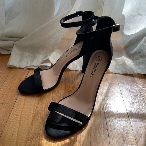 Boohoo Never Worn  Black Stiletto Barely There Two Part Heel