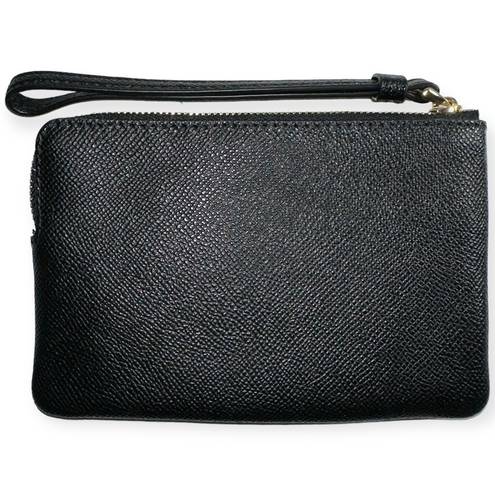 Coach  Black Pebbled Leather Small Corner Zip Wallet Wristlet