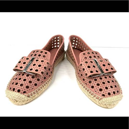 Salvatore Ferragamo  Sannio Bow Laser Cut Leather Flat Espadrilles Size 4.5