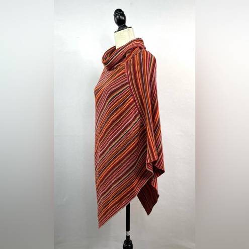 Big Buddha  Multi Color Striped Orange and Red Poncho