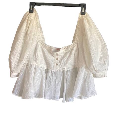 Free People  NWT Woman’s Small Leave It To Me Ivory Square Neck Crop Top Blouse