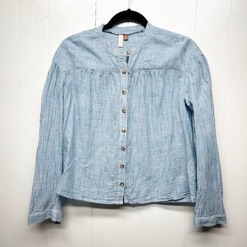 Pilcro  Anthropologie Button Front Long Sleeve Cotton Blue Shirt Women's Size XS