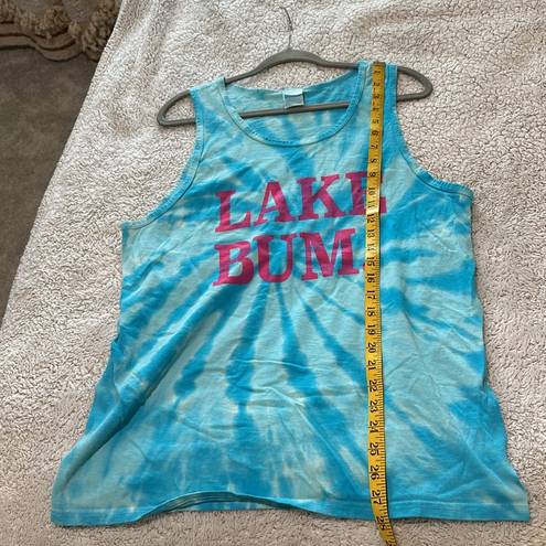 Krass&co Port &  Women's L Lake Bum Graphic Tank Top Blue Tie Dye Swirl Summer