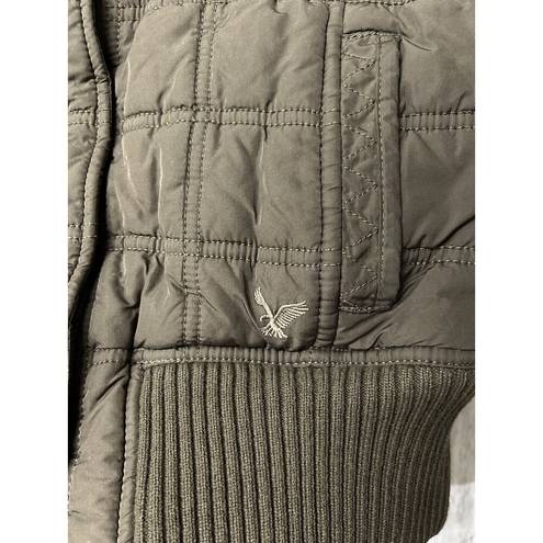 American Eagle  Brown Quilted Puffer Full Zip Pockets - Chocolate Brown / Medium