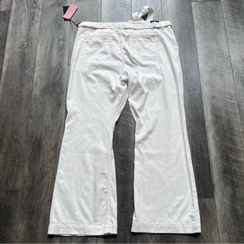 7 For All Mankind Jen7 by  Belted Wide Leg Trouser Pants Size 18 Off White NWT