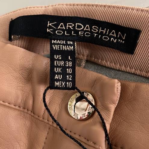 Kardashian Kollection Women Large Vegan Leather Kardashian Buttery Soft Pants Stretchy Side Camel 🐫