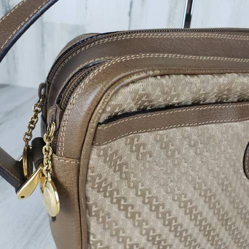 Gucci  Brown Canvas Jacquard & Leather Shoulder Bag Retro Print Camera Bag