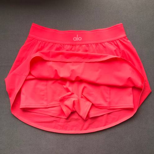 Alo Yoga Match Point Tennis Skirt Fluorescent Pink Coral S