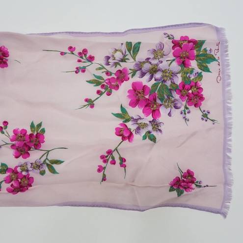 Oscar de la Renta Vintage  Purple Floral Silk Scarf Wraps