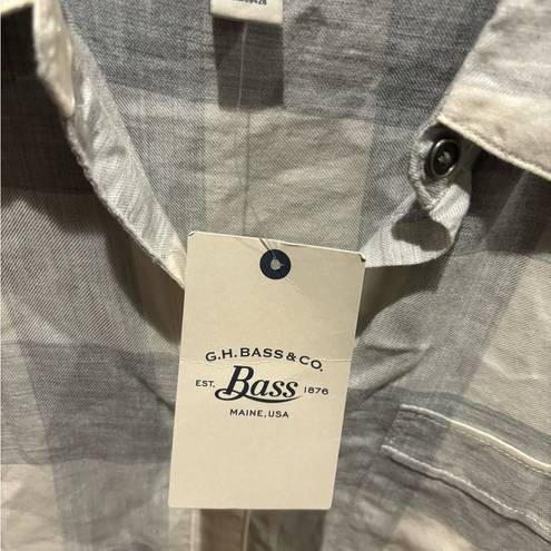 Krass&co GH Bass &  Womens Grey & Cream Plaid Shirt Long Button Rear Hem NEW Size Large