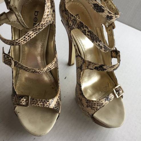 Bebe ‎ snakeskin buckle heel ankle strap platform