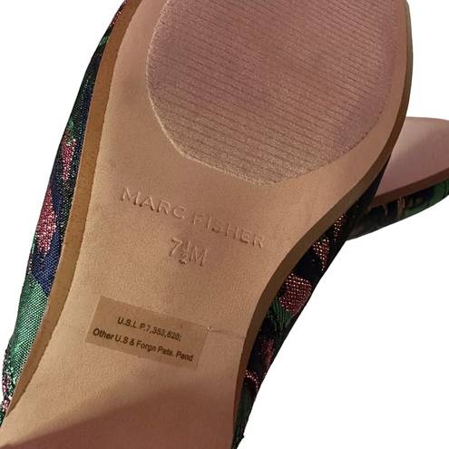 Marc Jacobs Marc Fisher Womens Mule Shoes Slip On Jacquard Pink Green Chain Size 7.5