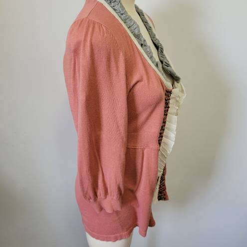 BKE  Boutique blush pieced fabric cardigan size large